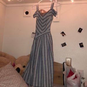 Blue and White Stripped Over the Knee Dress